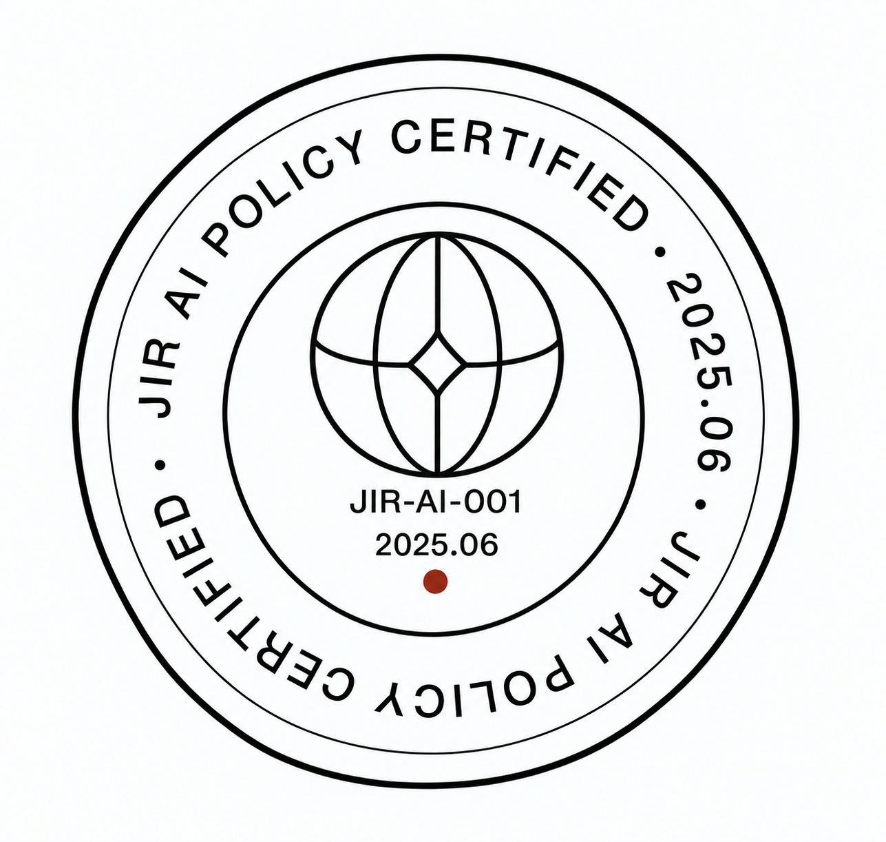 JIR AI活用規範 認定マーク（認定番号 JIR-AI-001、2025年6月6日制定）